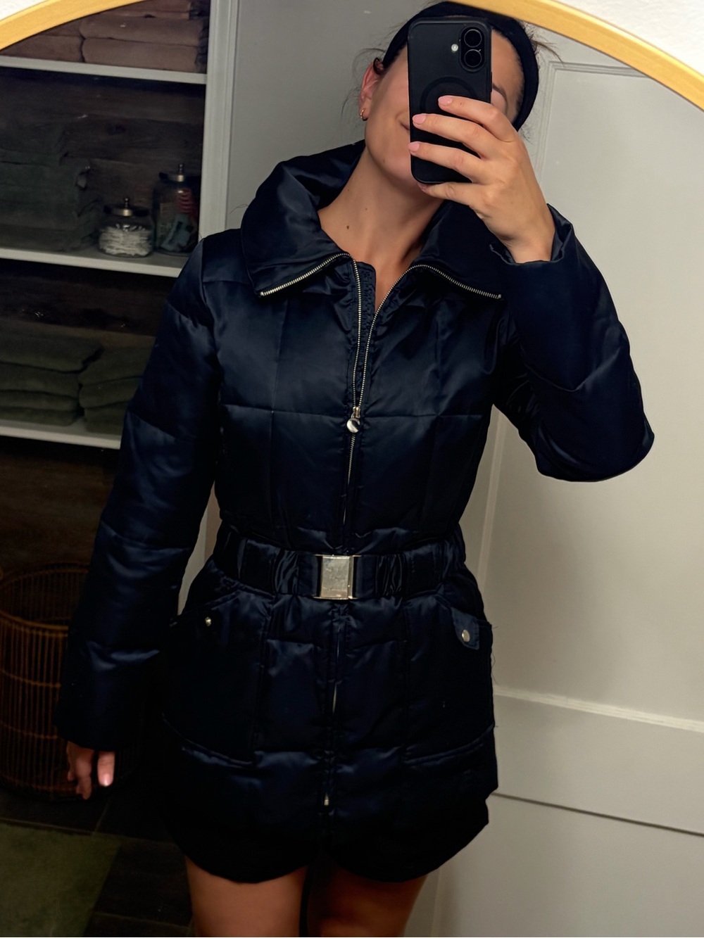 Women's Quilted Puffer Coat in Navy
